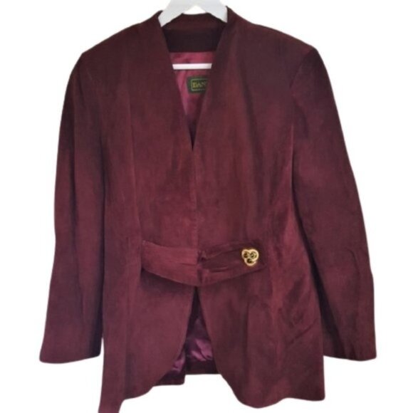 Vintage 90s Danier burgundy leather blazer jacket with cool closure - Picture 1 of 8